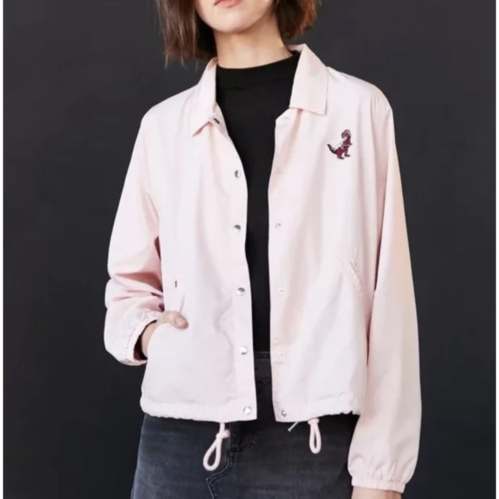 BDG Dino Coach Bomber Jacket Pink Small